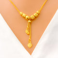 22k-gold-Ornate Wavy Orb Hanging Necklace 