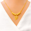 22k-gold-Fancy Dangling Leaf Necklace