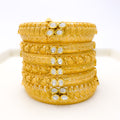 Impressive Set of 2 Kundan Leaf 22k Gold Bangles