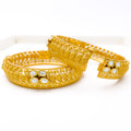 Impressive Set of 2 Kundan Leaf 22k Gold Bangles