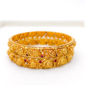 22k-gold-Oxidized Paisley Bangle Pair