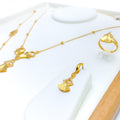 21k-gold-Dressy Delightful CZ Necklace Set w/ Bracelet & Ring 