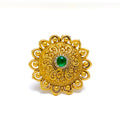 Classic Engraved Floral Kundan Ring