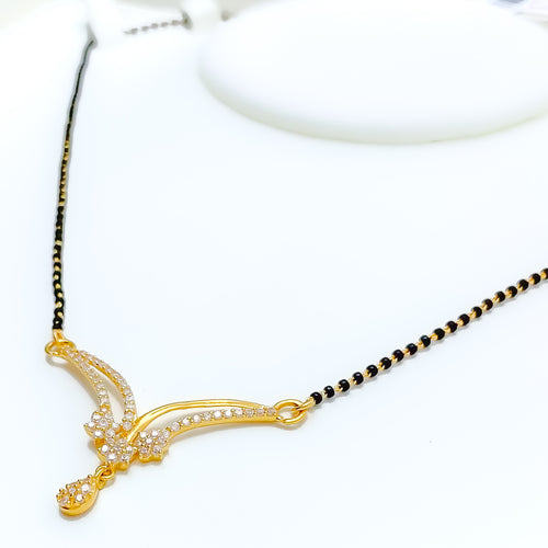 Attractive V Shaped Floral CZ Mangal Sutra