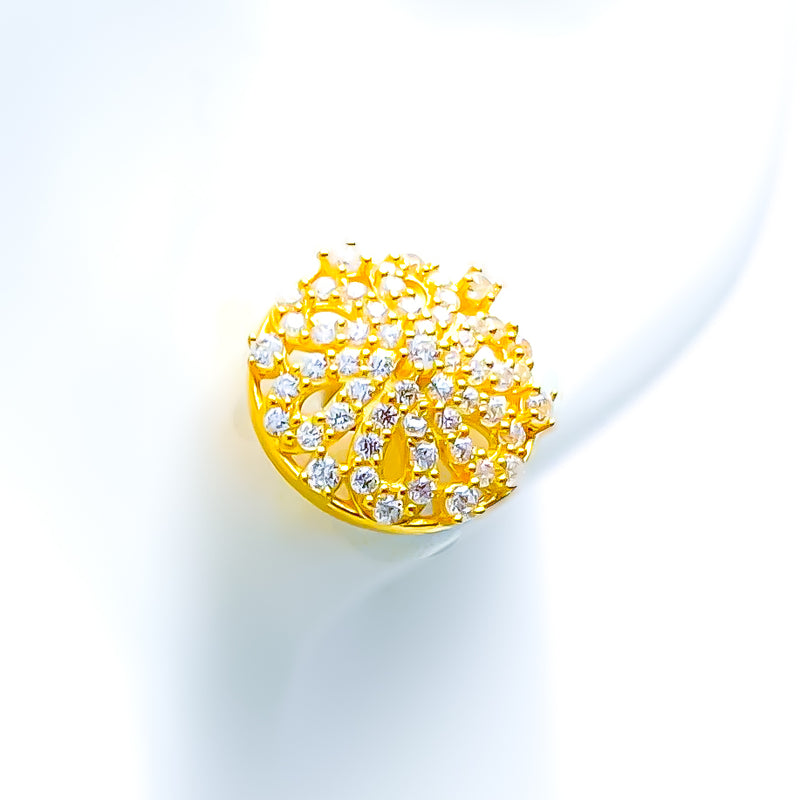 Glistening Floral 22k Gold CZ Earrings