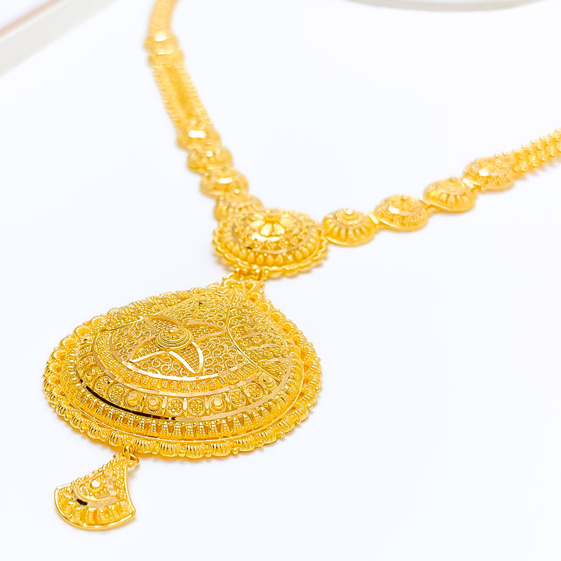 22k-gold-attractive-filigree-long-drop-necklace-set