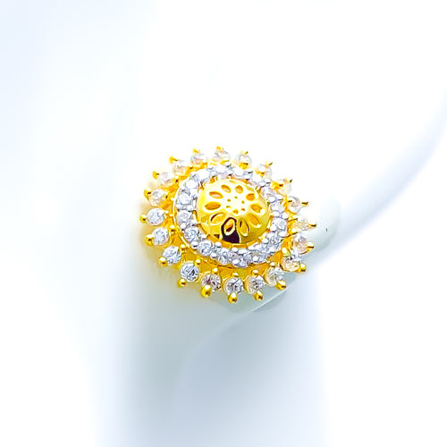 Radiant CZ Flower 22k Gold Tops