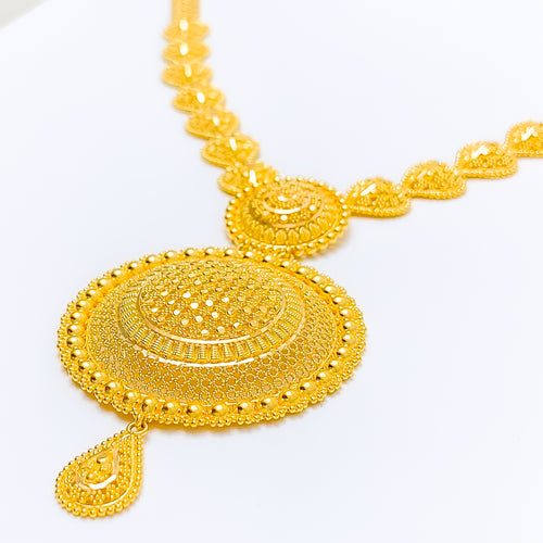 22k-gold-Magnificent Dome Elevated Beaded Long Set 