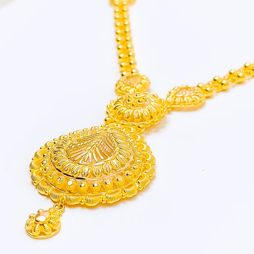 22k-gold-Lightweight Feather Accented Long Necklace