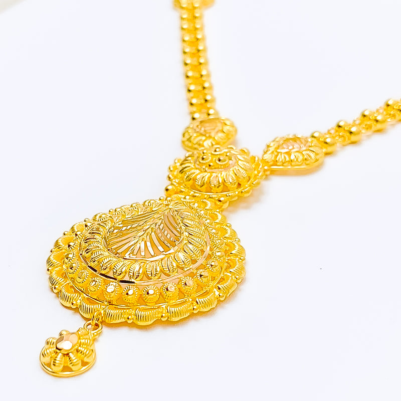 22k-gold-Lightweight Feather Accented Long Necklace