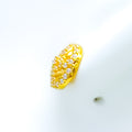 Sparkling Leaf Accented 22k Gold CZ Earrings