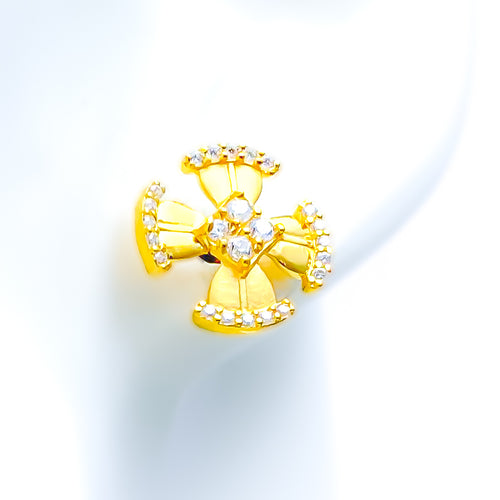 Special Dual Finish Fanned CZ Earrings