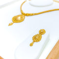 22k-gold-Paisley Accented Striped Drop Necklace Set 