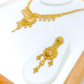 22k-gold-Paisley Accented Hanging Chand Necklace Set 