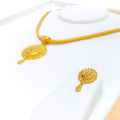 22k-gold-Radiant Round Floral Necklace Set