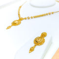 22k-gold-Reflective Dome Floral Necklace Set 