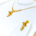 22k-gold-Unique Flower Chandelier Necklace Set 