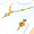 22k-gold-Colorful Diamond Shaped Three Chain Necklace Set 