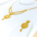 22k-gold-Elegant Dual Chain Crescent Necklace Set 