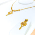 22k-gold-Magnificent Floral Beaded Chain Necklace Set 