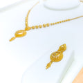 22k-gold-Intricate Dome Crescent Necklace Set 