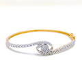 Lavish Flower Accented Diamond Bangle Bracelet