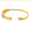 Fan Leaf Accented Diamond + 18k Gold Bangle Bracelet