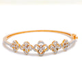 Magnificent Floral Diamond + 18k Gold Bangle Bracelet