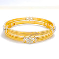 Elegant Floral Diamond + 18k Gold  Bangles
