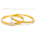 Elegant Floral Diamond + 18k Gold  Bangles