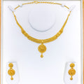 Luxurious Domed Flower 22k Gold Necklace Set
