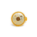 22k-gold-Gorgeous White Enamel Floral Ring