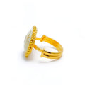 22k-gold-Gorgeous White Enamel Floral Ring