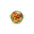 22k-gold-Round Majestic Enamel Flower Ring