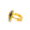 22k-gold-Round Majestic Enamel Flower Ring