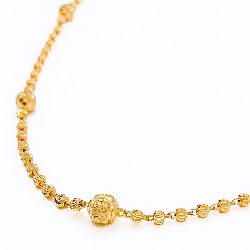 22k-gold-Shimmering Wavy Orb Chain  -  26"