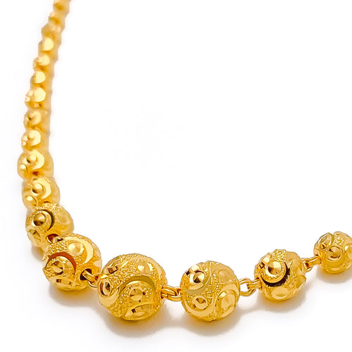 22k-gold-Graceful Satin Finish Dotted Wavy Orb Chain  -  22"