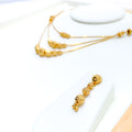 22k-gold-Reflective Triple Chain Lara Necklace Set 