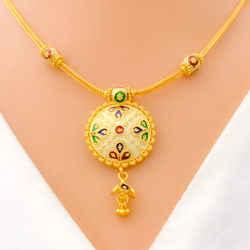 22k-gold-Unique Enamel Mandala Necklace Set 