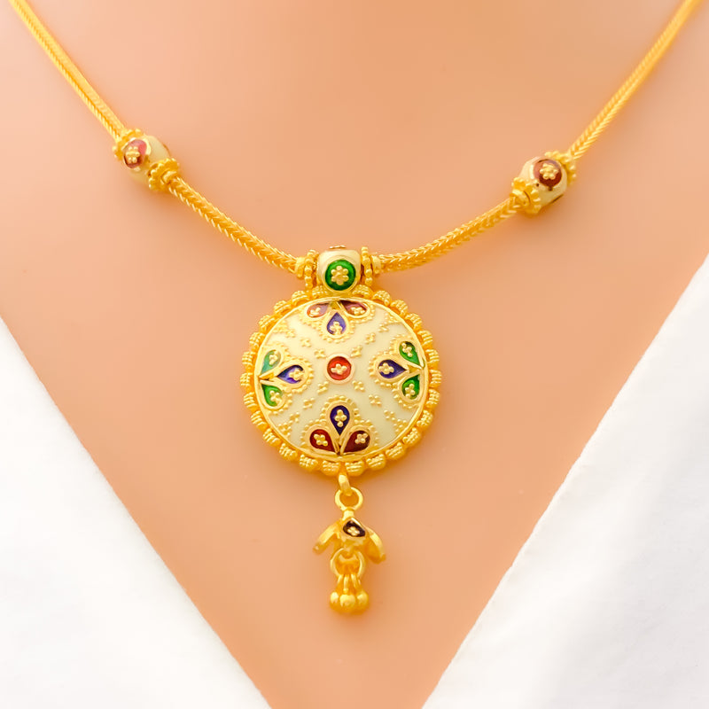 22k-gold-Unique Enamel Mandala Necklace Set 
