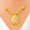 22k-gold-Elegant Flower Drop Necklace Set