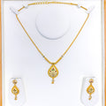 22k-gold-Delightful Floral Drop Necklace Set 