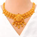 22k-gold-Extravagant Floral Laxmi Antique Necklace Set