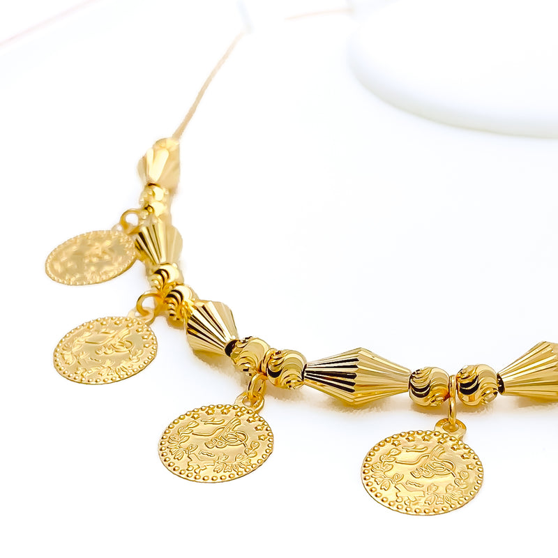21k-gold-Bright Fashionable Coin Necklace