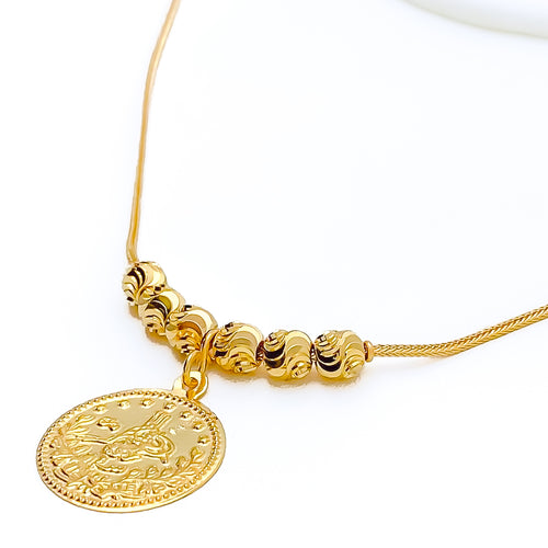 21k-gold-Reflective Dangling Coin Necklace