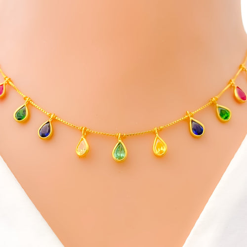 Festive CZ Teardrop Necklace