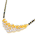 18k-gold-Dressy Flower Accented Diamond Mangalsutra 