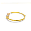 gold-Majestic Textured Open Bangle Bracelet 
