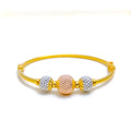 gold-Palatial Three Tone Orb Bangle Bracelet