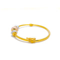 gold-Palatial Three Tone Orb Bangle Bracelet